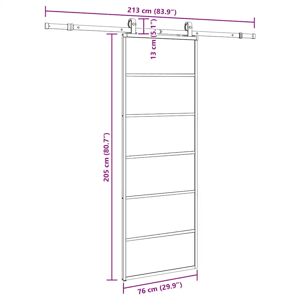 Porta Scorrevole con Ferramenta Nera 76x205 cm in Vetro ESG 3375927