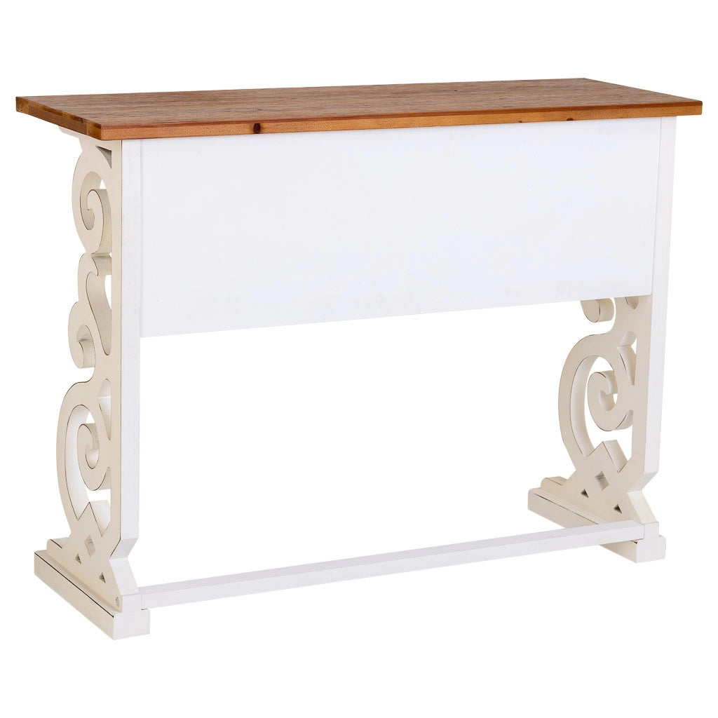 Console in legno laccato bianco invecchiato 106x36x79h cm