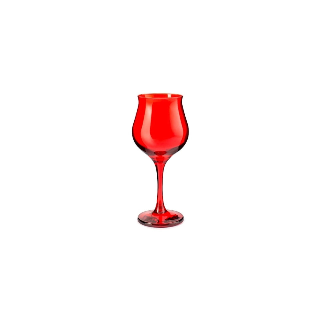 6 Calici vetro wavy rosso cl 37