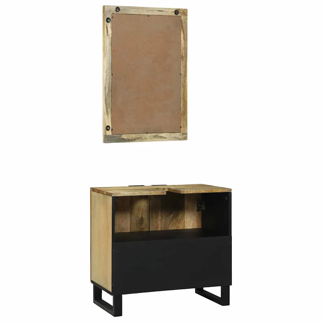 Set di Armadi da Bagno | Armadio da bagno 2 pz Naturale Legno di mango massello