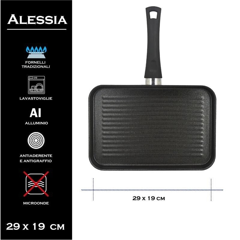 MA MAISON BISTECCHIERA LINEA ALESSIA 29X19 CM RETTANGOLARE ANTIADERENTE E ANTIGRAFFIO IN ALLUMINIO