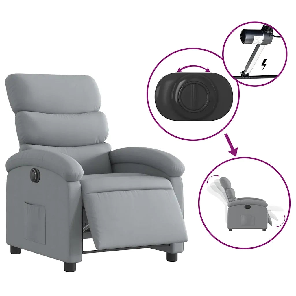 Poltrona | Sedia Relax Elettrica Reclinabile Grigio Chiaro in Tessuto