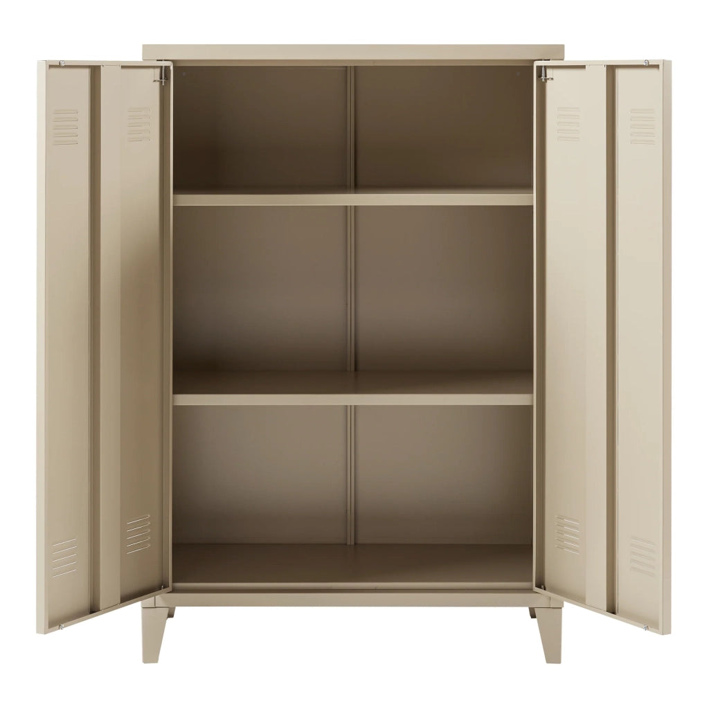 Armadietto da ufficio in metallo con 2 ante 110 x 75 x 33 cm beige 03_0009179