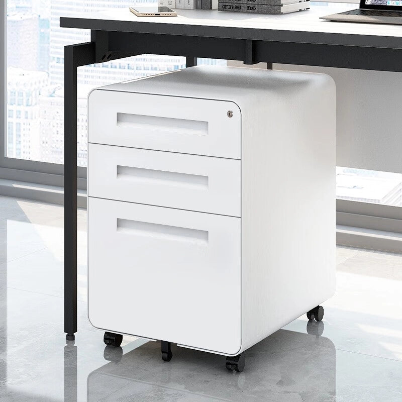 Cassettiera Mobile da Ufficio 3 Cassetti ¨C MINIMAL ¨C Bianco, Acciaio, A4/Legal