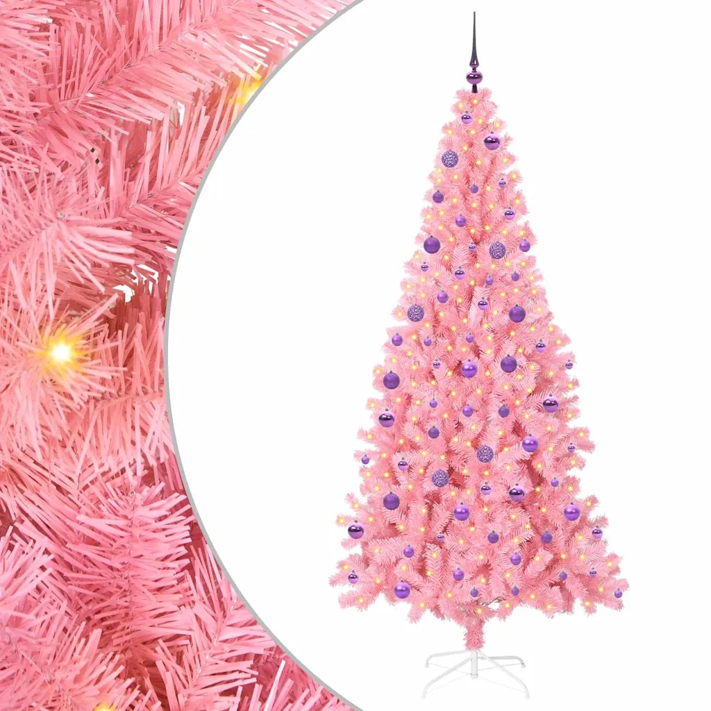Albero di Natale con 300 LED con supporto Rosa 210 cm PVC