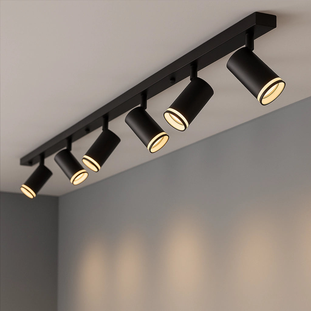 Plafoniera moderna nera a barra 6xGU10 Pipe Milagro