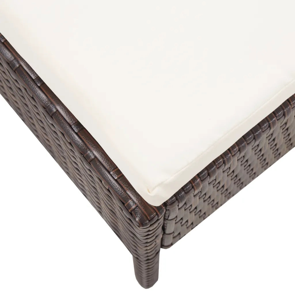 Set Divani da Giardino 3 pz con Cuscini in Polyrattan Marrone 48955