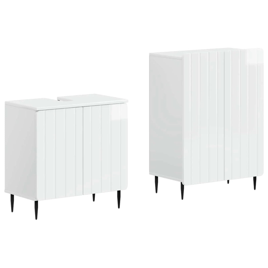 Set di Armadi da Bagno da 2 Pezzi ZWOLLE Bianco Lucido 3417598