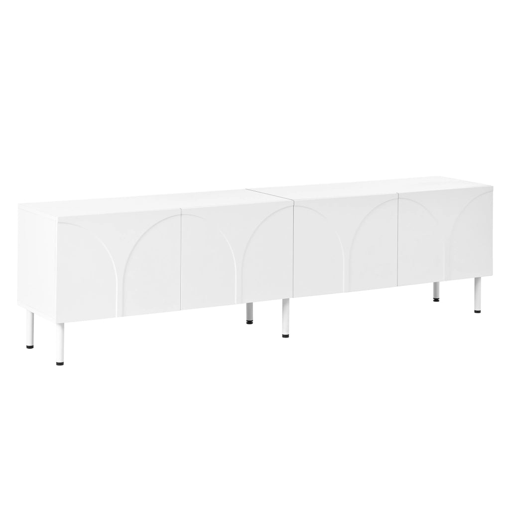 Mobile TV Lowboard ¨C MINIMAL ¨C Bianco, 4 Ante, Gambe in Metallo, Soggiorno