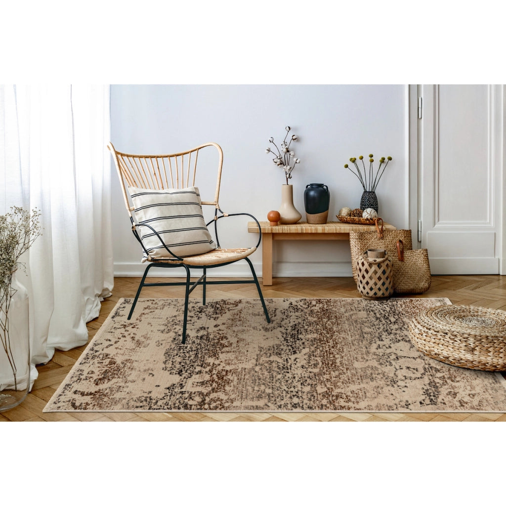 Tappeto moderno Charin Beige in stile vintage