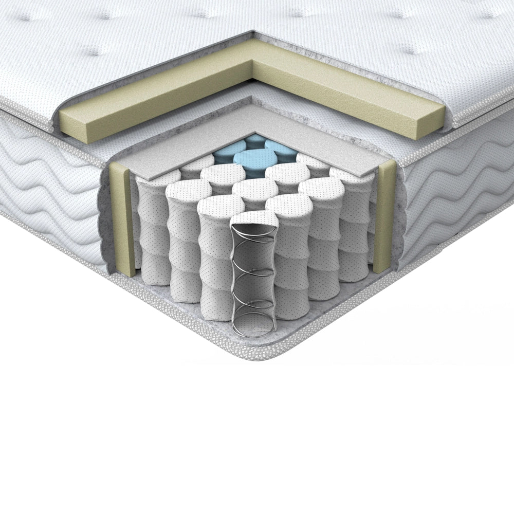 Materasso a molle insacchettate Tessuto di bambù bianco 90 x 200 cm 5 zone Rivestimento sfoderabile medio rigido