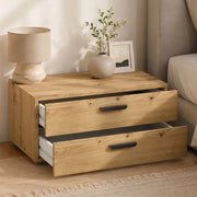 Piatto, Cassettiera 2 Cassetti, 74x52x35h cm Marrone Rovere Nodi