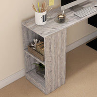 Scrivania Angolare da Ufficio 140x120x78 cm con Cassetti e Scaffale Girevole Grigio effetto Legno