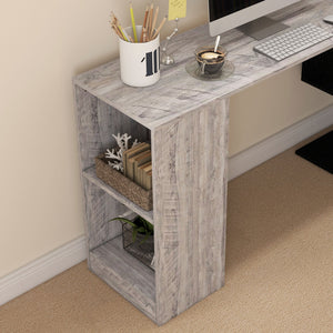 Scrivania Angolare da Ufficio 140x120x78 cm con Cassetti e Scaffale Girevole Grigio effetto Legno