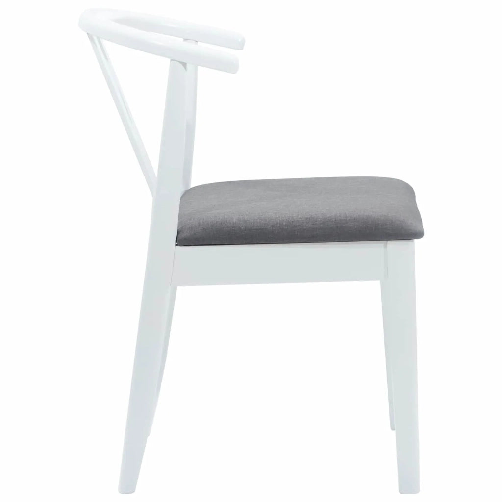 Sedia da pranzo 2 pcs Bianco e Grigio Legno di gomma solido