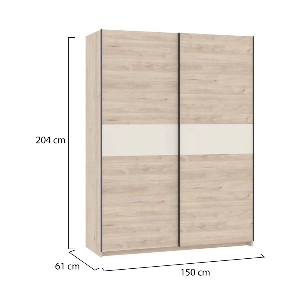 Armadio Camera da Letto Manita, Guardaroba 2 Ante 2 Ripiani, 150x204h cm Marrone Rovere