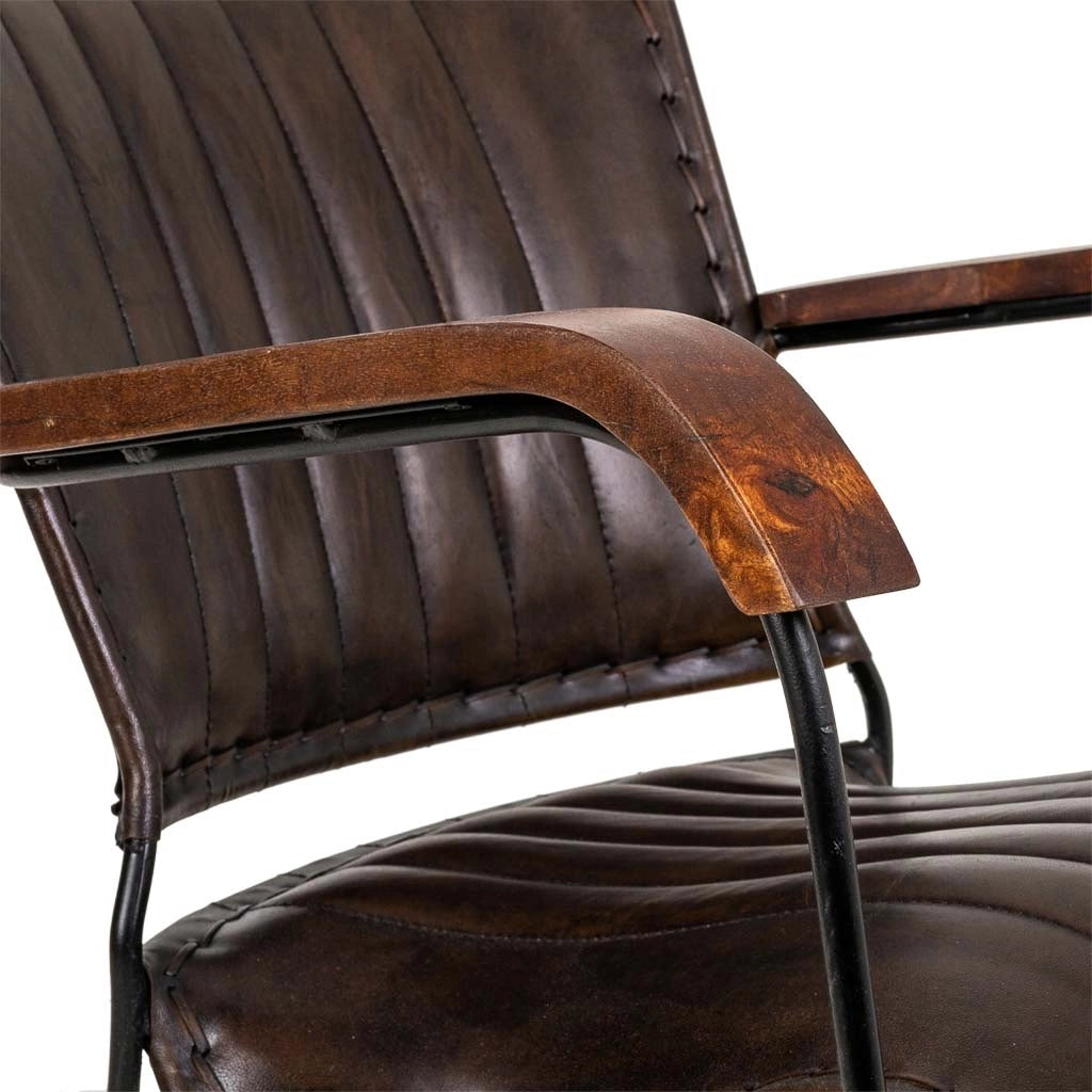 Poltrona in metallo e pelle marrone 65x72x74 h