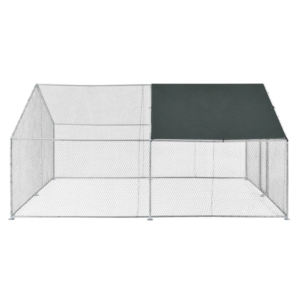 Box voliera per animali da esterno con serratura telaio in acciaio zincato 3 x 4 x 2 m argento verde scuro 03_0005141