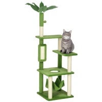 Albero Tiragraffi per Gatti con Amaca, Pallina e Tiragraffi in Sisal, 49x49x142cm, Verde