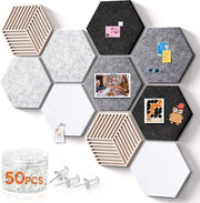 Pannello da attacco a muro da 10 pezzi - Gomma a sei angoli - Autoadesivo - Design industriale vintage - 30 x 26 cm - Incluso 100 chiodini - Pannello da attacco a muro