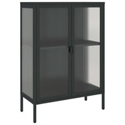Credenza | Madia | Buffet da pranzo | Armadio da pranzo Nera 75x35x105 cm Vetro e Acciaio