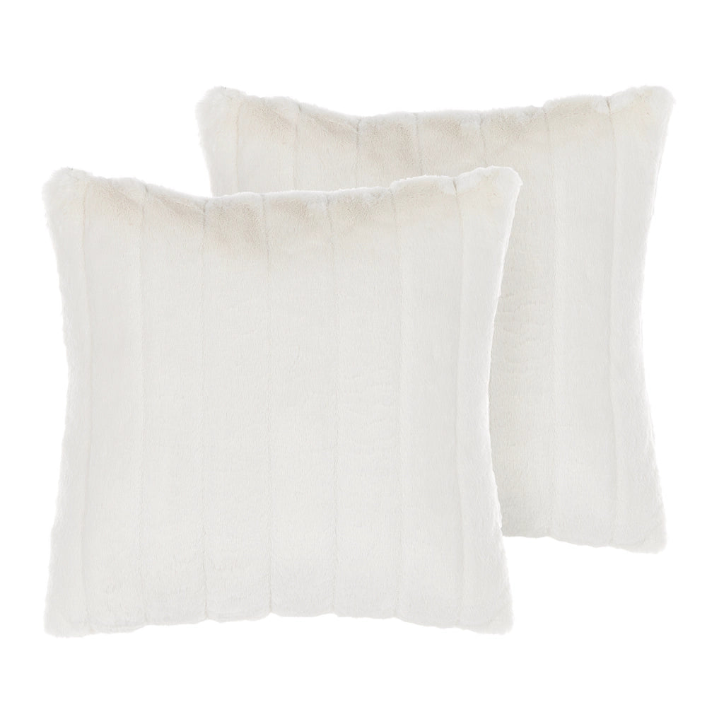 Set di 2 cuscini in poliestere bianco 45 x 45 cm Glam con cerniera in rilievo pelo soggiorno camera da letto