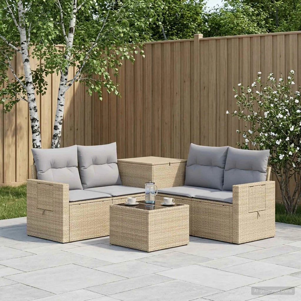 Set di divani 6 pz Beige e Grigio Chiaro 3447469