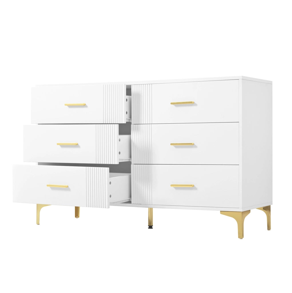 Cassettiera bianca a 6 cassetti in MDF 120x40x76 cm