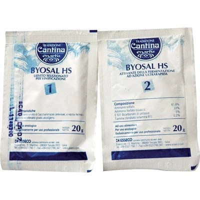LIEVITO ENOLOGICO + ATTIVANTE BYOSAL HS ESSECO - GR 20+20- 10 pezzi