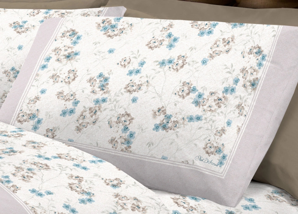 Completo Lenzuola In Morbida Flanella Linea Europa Disegno Petra - Matrimoniale - Beige