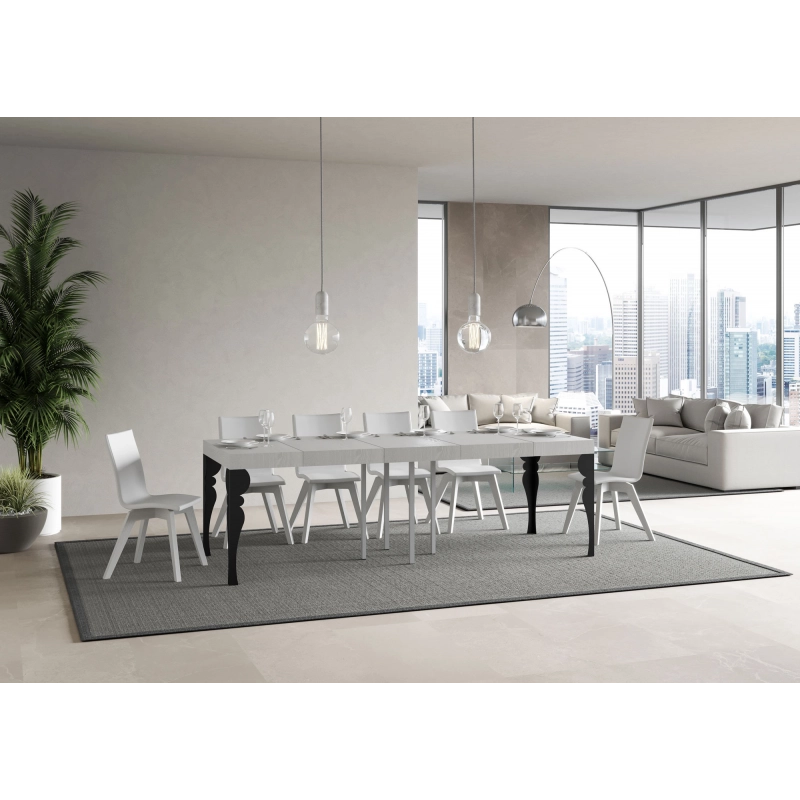 Tavolo allungabile 90x90/246 cm Paxon Premium telaio Antracite - Bianco Frassino