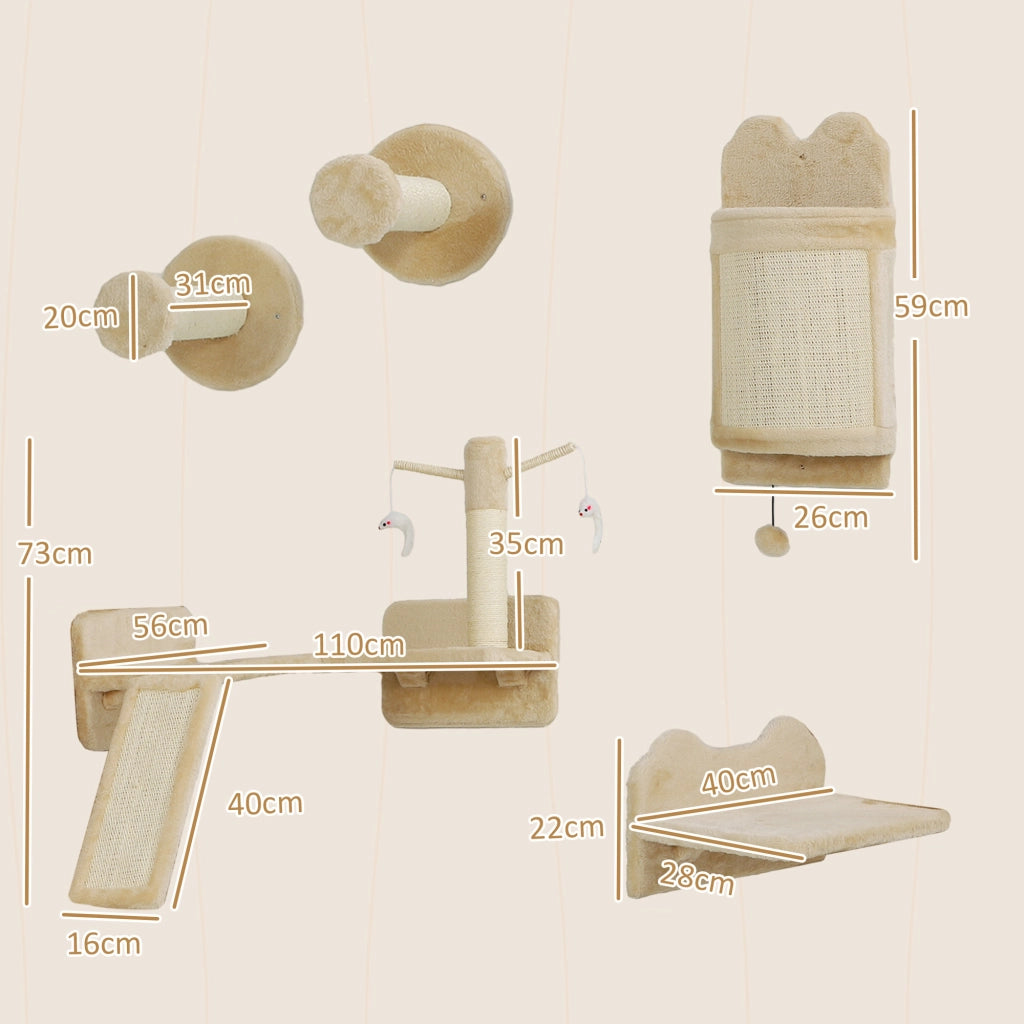 Libreria a muro per gatti ¨C zephmum ¨C beige 4 pezzi