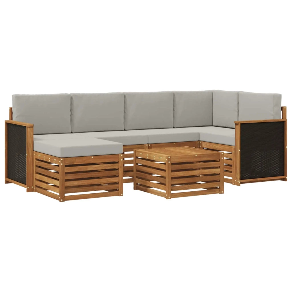 Set divano sezionale con cuscino 6 pcs Naturale e Grigio Chiaro 3384582