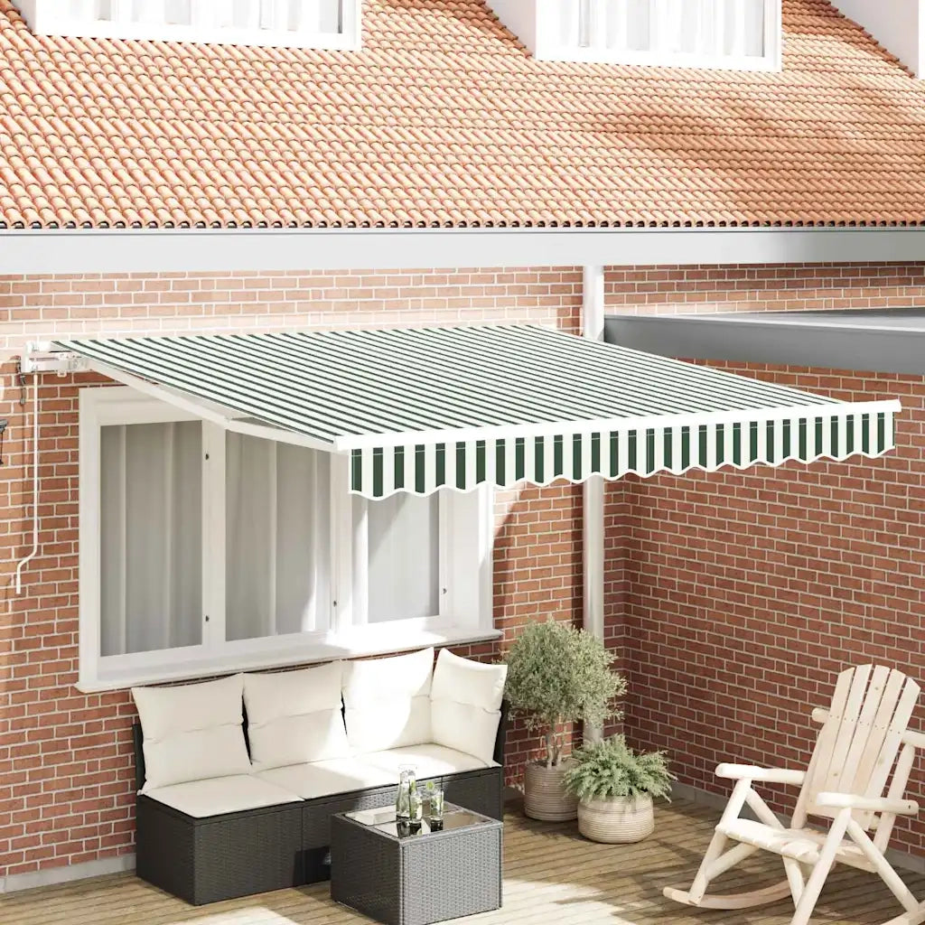 Tettuccio Elettrico Retrattile Verde e Bianco 350 x 250 cm 3330467