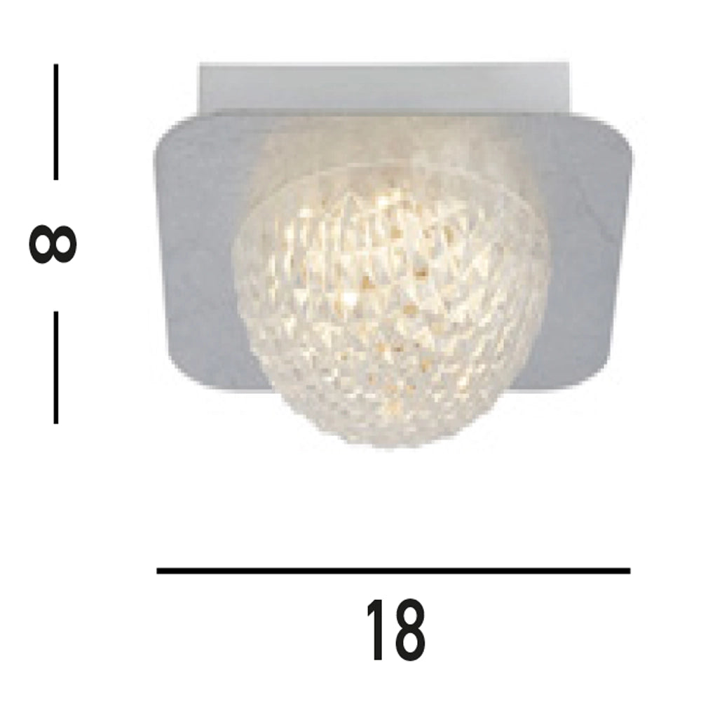 Plafoniera Celestia Acciaio Argento Policarbonato Trasparente Led 6,5W 3000K