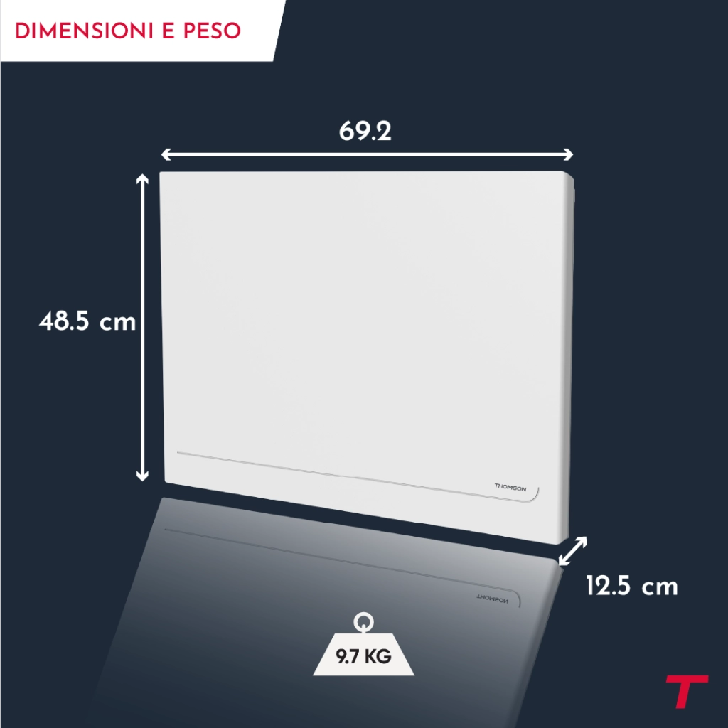 Radiatore elettrico Thomson WiFi con inerzia in ceramica e termostato intercambiabile, 1000W Milla