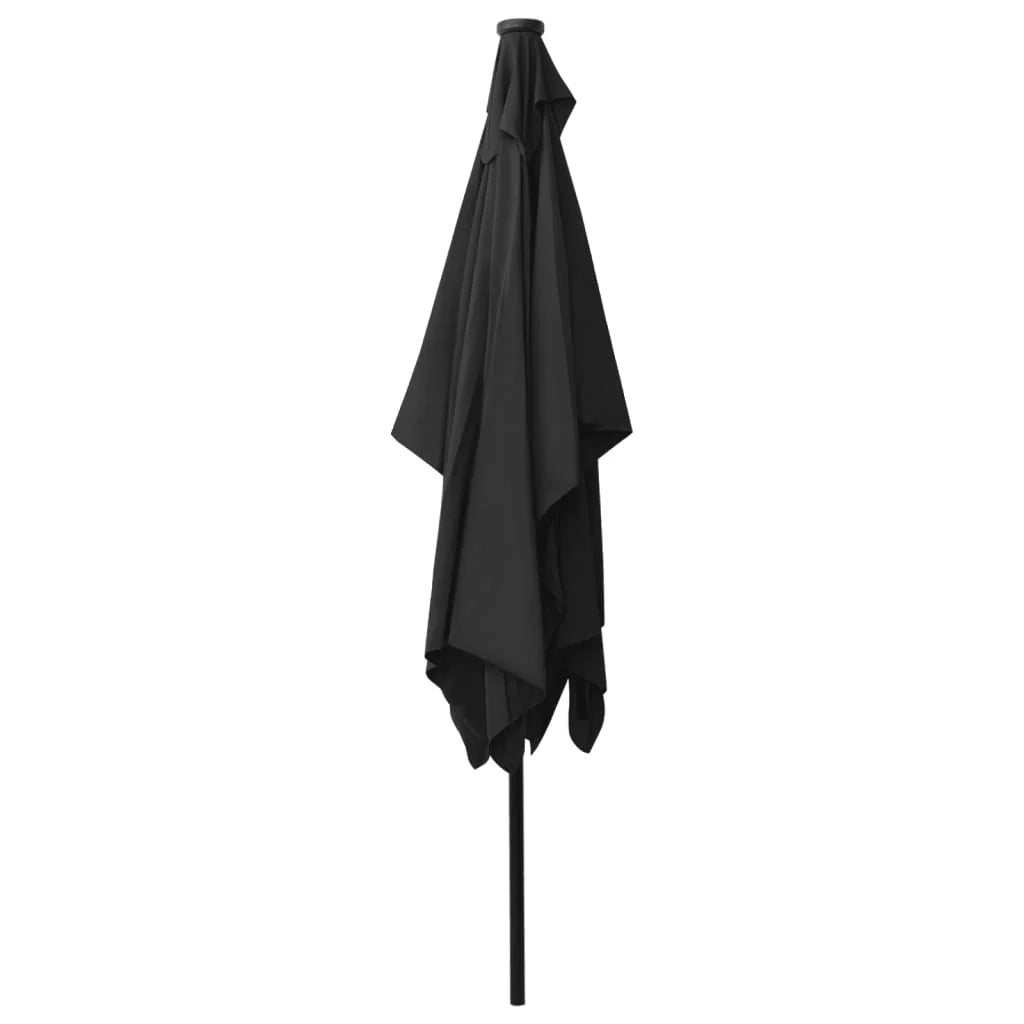 Ombrellone con LED e palo in acciaio 2 x 3 m nero 02_0008068