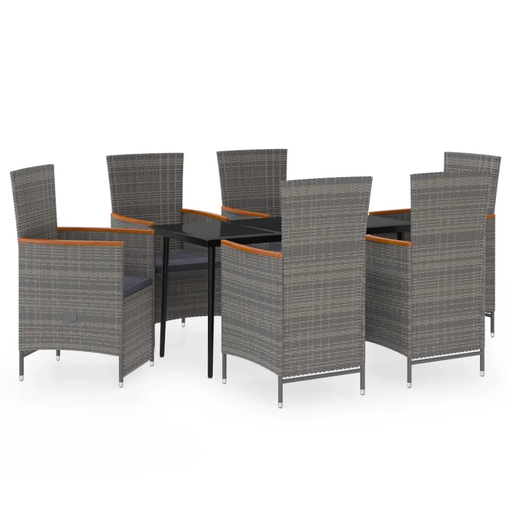 Set da Pranzo da Giardino 7 pz con Cuscini Grigio 3099469