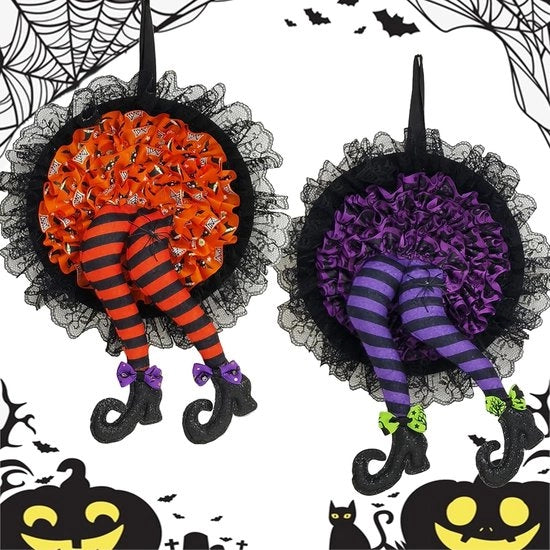 Decorazione per Porta di Halloween con Osso di Strega - 2 Pezzi