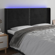 Testiera a LED Nera 163x16x118/128 cm in Velluto 3123964