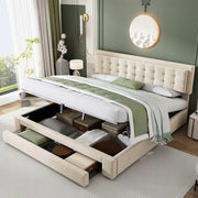 Letto matrimoniale con contenitore - Xylo - 180x200cm - Velluto - Beige