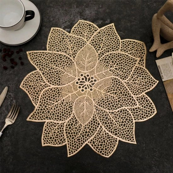 Set di piatti da tavola in PVC - 2 pezzi - 38 cm - Ronde - Antiscivolo - Resistenti al calore - Giallo/Argento - Sottopiede per tavolo