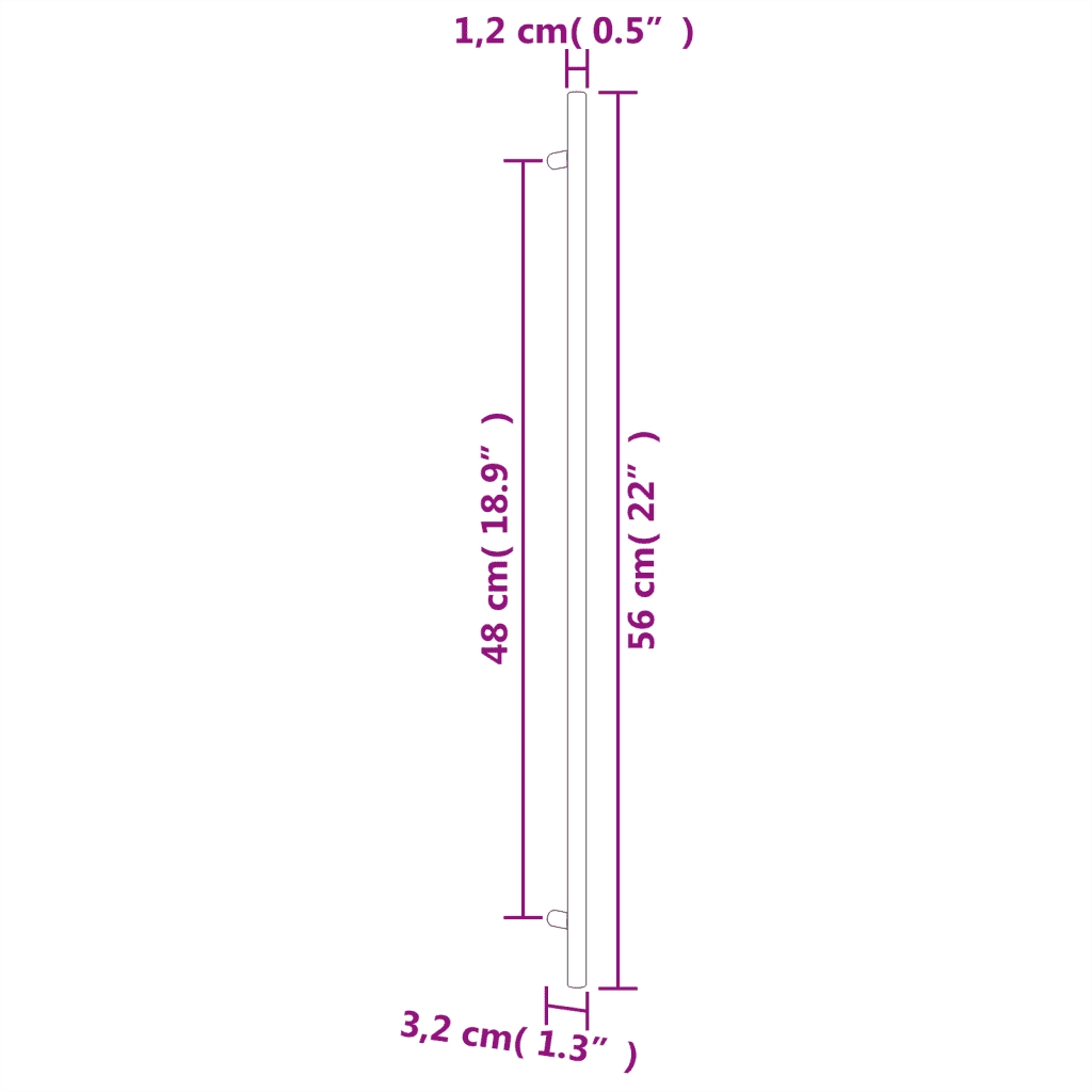 Maniglie per Mobili 20 pz Nere 480 mm in Acciaio Inox