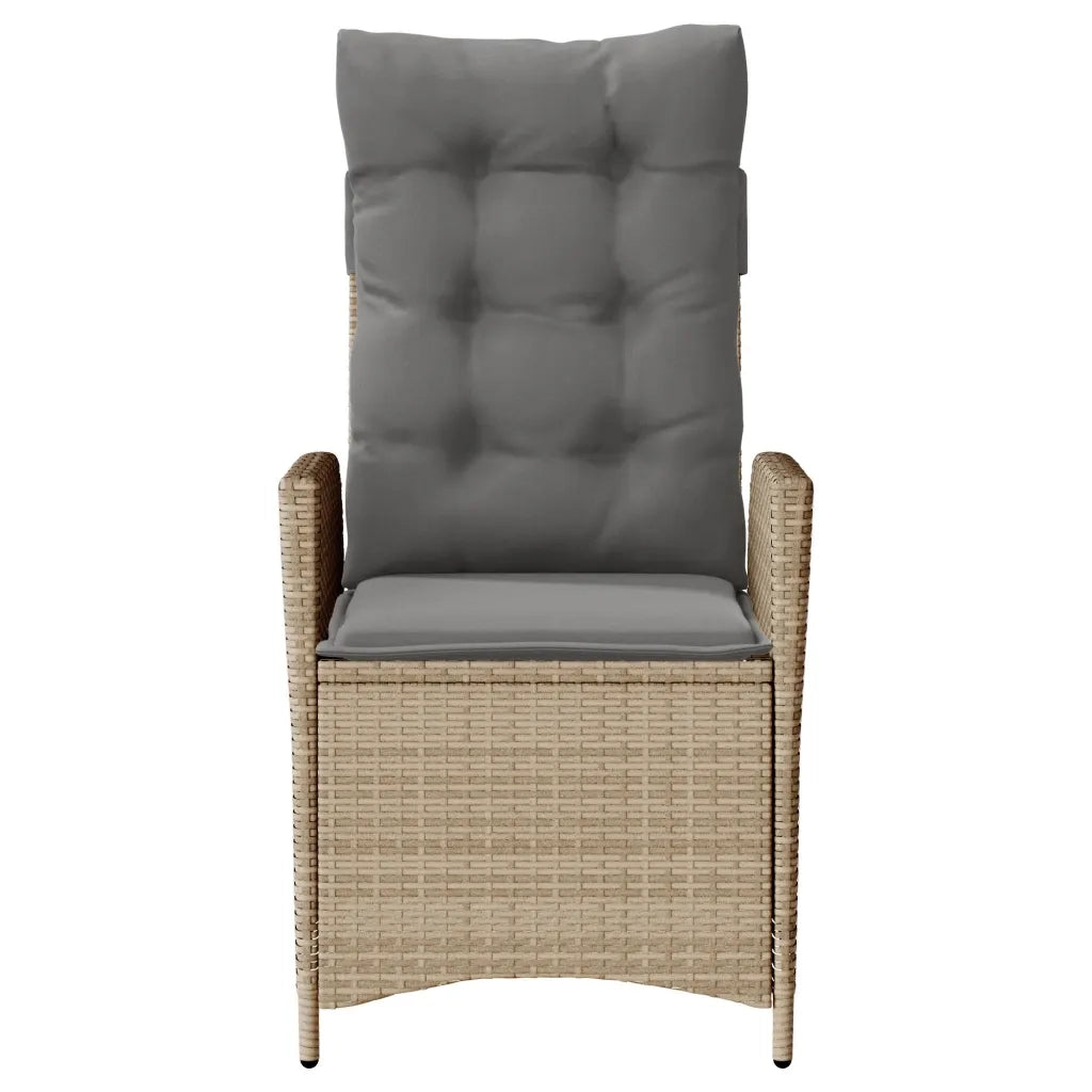Sedia Reclinabile Giardino con Cuscini Beige Misto Polyrattan 365261