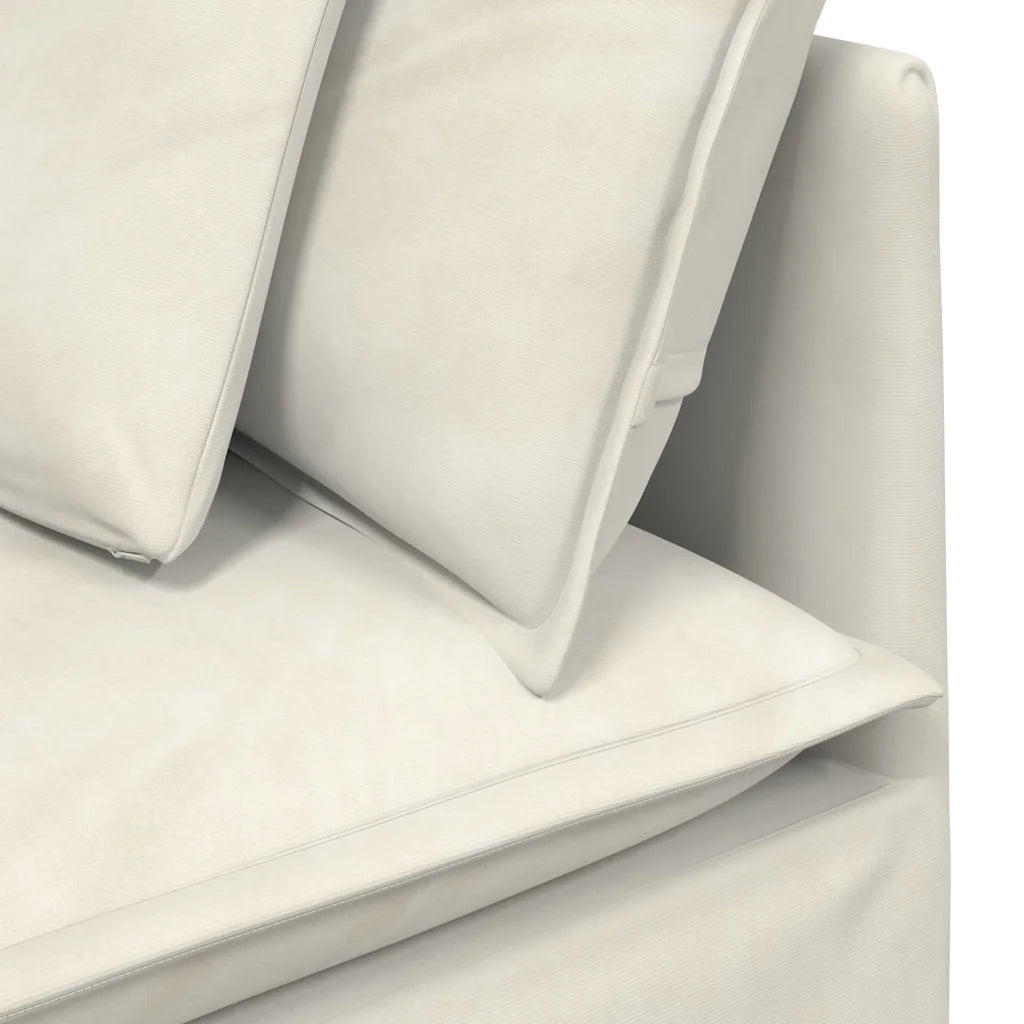 Divano Modulare con Cuscini in Velluto Crema 3321286