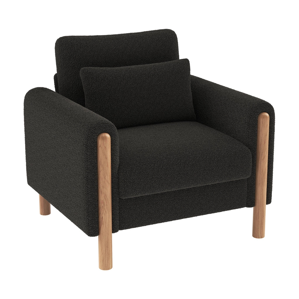 Poltrona moderna con braccioli imbottiti - Zephmum- Cuscino spesso e morbido, comoda per soggiorno, ufficio o camera da letto, Grigio