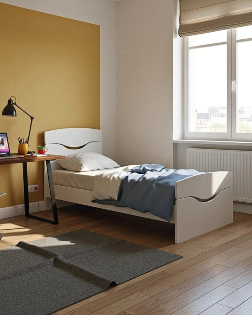 Letto Smile con fascioni e pediera - Letto singolo 87 x 197 - Struttura bianco - Rete e materasso esclusi_