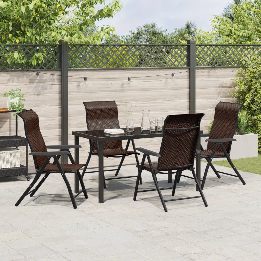 Set da pranzo da giardino 5 pezzi marrone in polyrattan