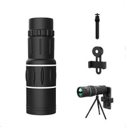 Telescopio Rifrangente - 16×52 - Telescopio da Campo - Lente per Smartphone - Con supporto per smartphone - Nero - Telescopio da campo per smartphone - Per osservazione degli uccelli, viaggi, caccia - Con supporto per tripode