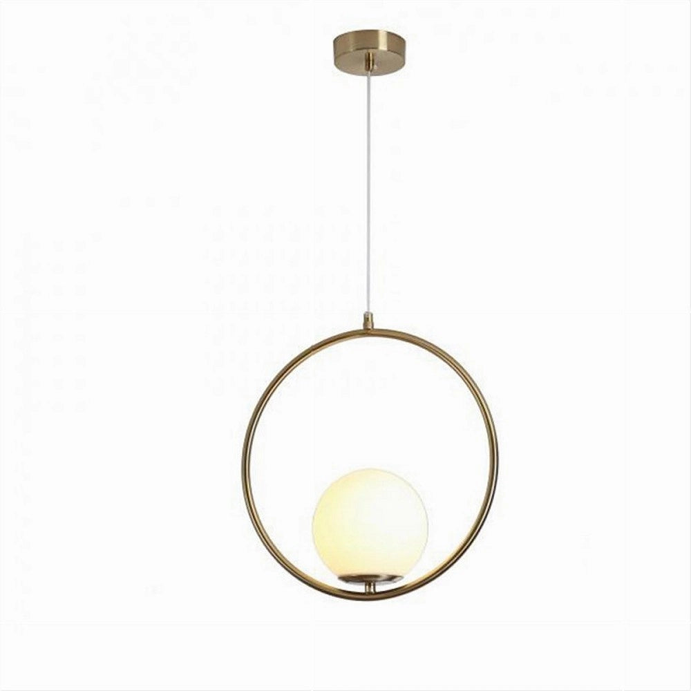 Trade Shop - Lampadario A Sospensione Minimalista Lampada Metallo Bronzo Con Sfera Vetro G9 A97 -